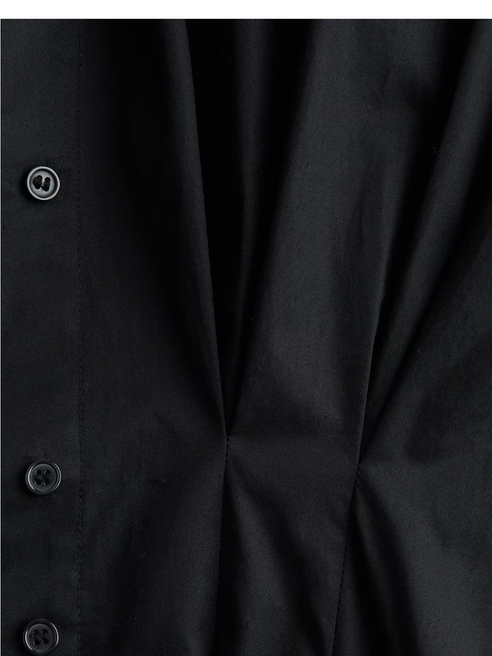 H&M Black Poplin Cotton Maxi Shirt Dress with Structured Shoulders - Picture 5 of 10